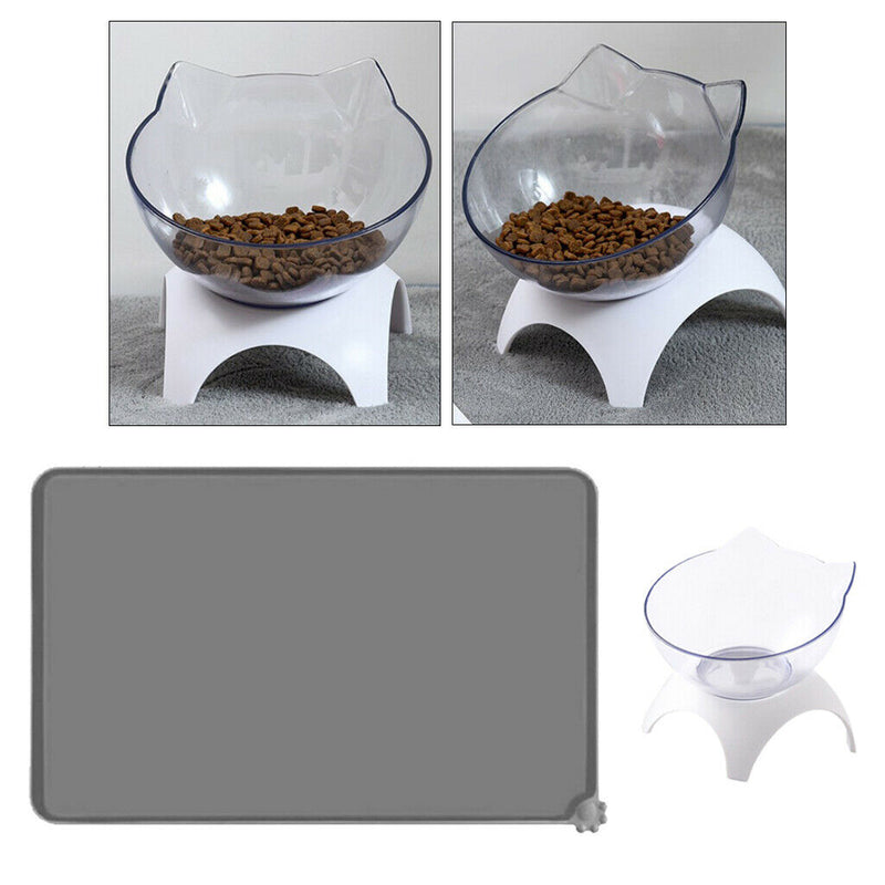 1 Set  Cat Elevated Bowls Raised Feeder +Silicone Feeder Mat With Stand
