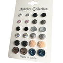 12Pairs Charming Women Round Rhinestone Flower Stud Earrings Jewelry Gift Hot