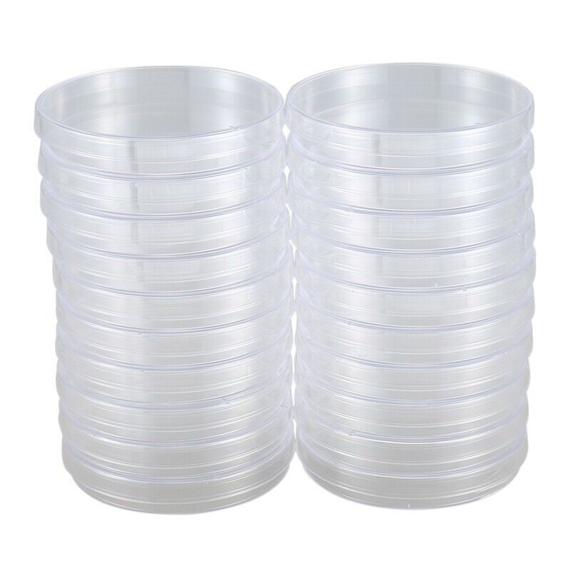 20 Pack Sterile Plastic Petri Dishes, 100mm Dia x 15mm Deep, with Lid M6T3