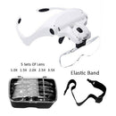 5 Lens Headband Headset LED Head Light Magnifier Magnifying Glass Loupe US Ship
