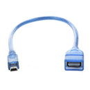 14cm USB Female to USB Mini Male 5 Pin Adapter Cable Blue