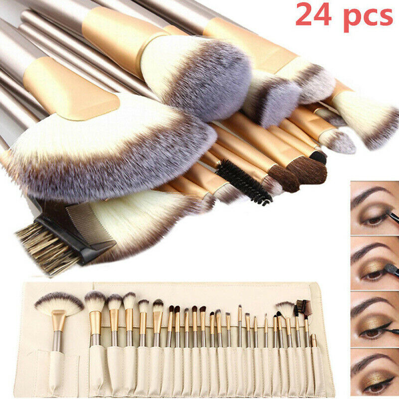 Pro 24x Makeup Brushes Cosmetic Eyeshadow Powder Brush Set Beauty + Leathe KRE