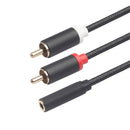 1piece 3.5MM Stereo Audio Female To 2 RCA Male Line BLACK 3635F-04 40CM