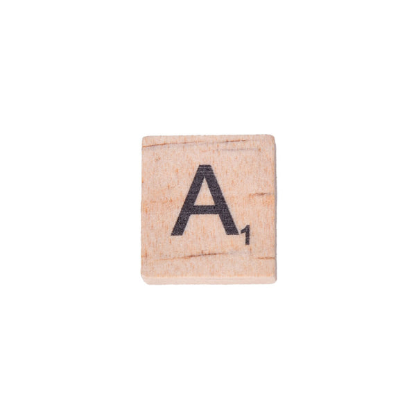 100 Wooden Alphabet Scrabble Tiles Black Letters & Numbers For Crafts Wood Z