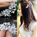 Women Bride Flower Headwear Rhinestone Barrette Crystal Hair Clip Bobby Pin MO