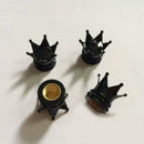 4x Black Chrome Crown Tire/Wheel Air Stem Valve Cap  Air Dust Cover Universal