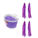 Kids Bike Front Basket with Bow Scooter Tricycle Streamer Tassels Decoration