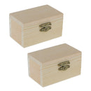 2PCS Unfinished Wood Treasure Chest Boxes for Weddings Crafts Kids Painting