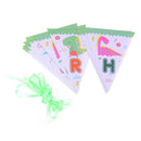 1set Dinosaur theme party Happy Birthday Paper Banner Bunting Pennant Flags Gw