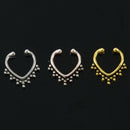 Faux Non Piercing Beaded Heart SEPTUM Nose ClipOn Hanger RINGS Stud Color:A Z5C7