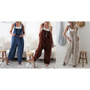 Fashion Women Dungarees Pure Colour Harem Strap Pant Loose Straight Jumpsui