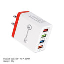 4 USB Travel Wall Charger 3A Fast Charging Charger US Plug Adapter (Red) A