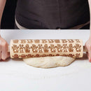 Christmas Snowman Embossing Rolling Pin Baking Cookies Cake Engraved Roller