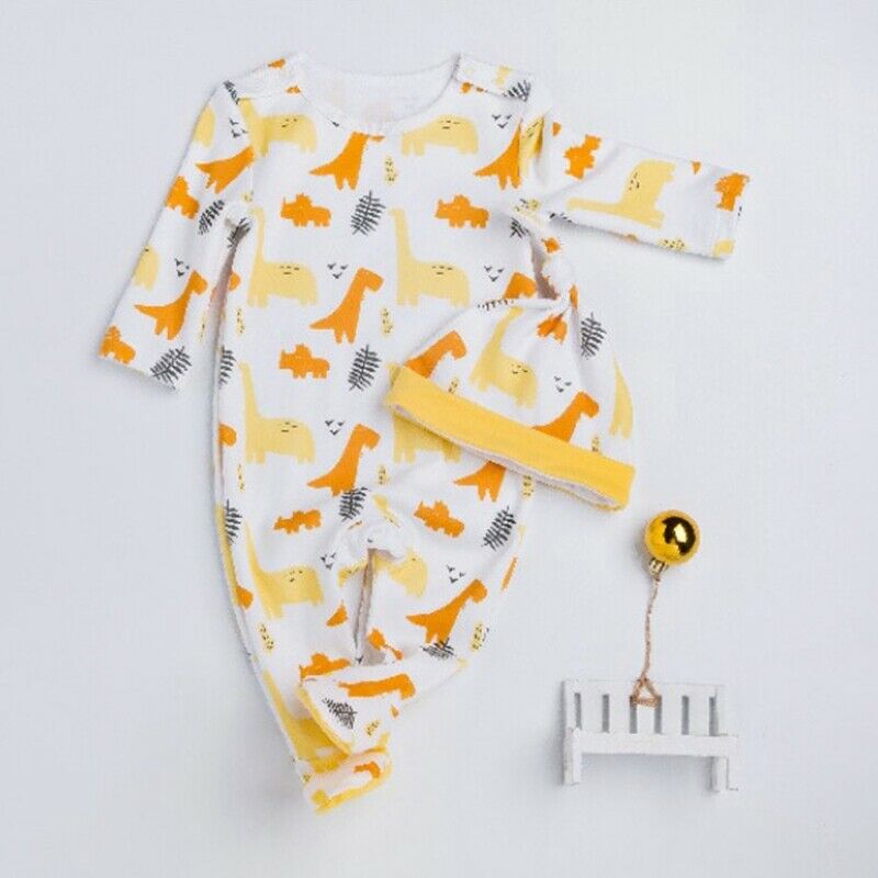 Baby Clothing Suit Cotton Cartoon Dinosaur Jumpsuit Newborn Baby Long-SleeveU7Q5