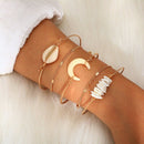 5 Pieces / Set Of Bracelets Shell Gravel Beaded Moon Bracelet Ladies Alloy