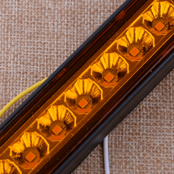 2Pcs Trailer Truck RV 15-LED 9.8" Amber Sealed Turn Signal Brake Tail Light Bar