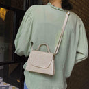 Retro Hit Color Shoulder Handbags Women Flap Woven Crossbody Bags (Beige)