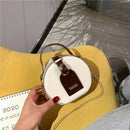 Mini Round Tote Shoulder Bag Women Leather Chain Messenger Purse (2 White)