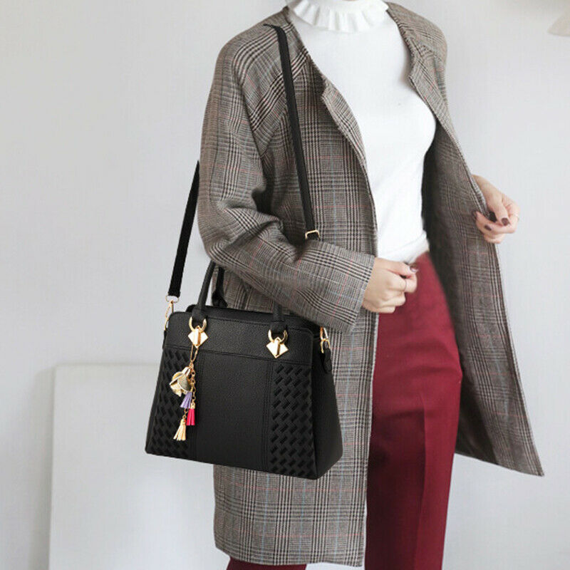 Women Handbags Ladies Purses Satchel Shoulder Bags Tote Bag(Black) M5J3