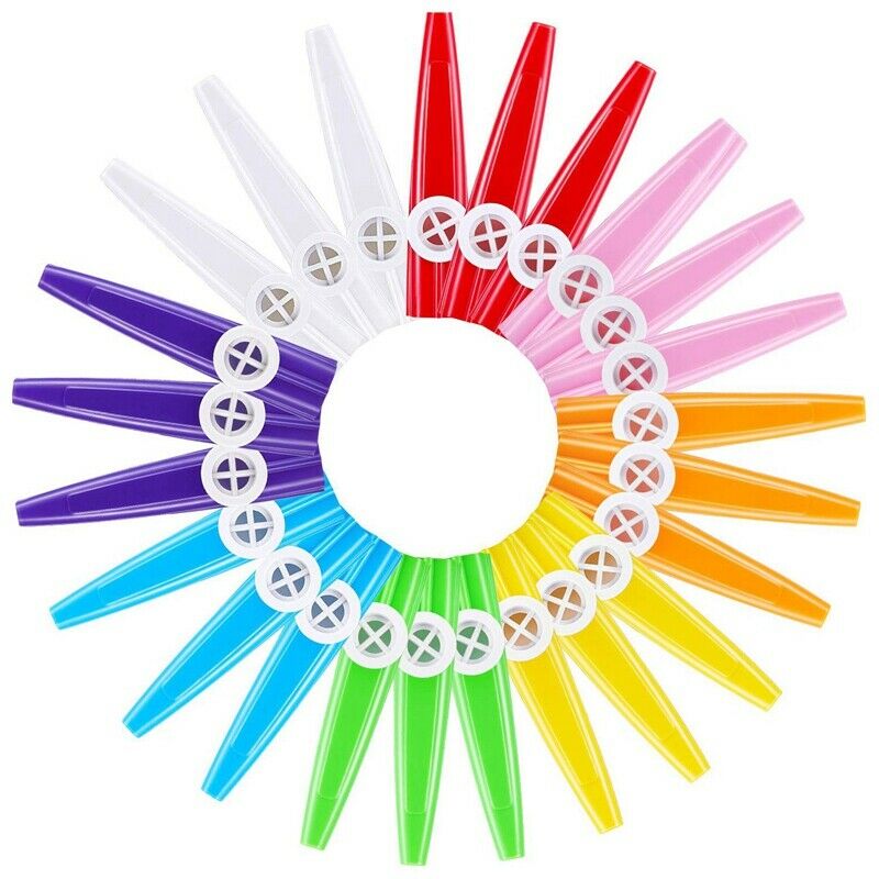 24 Pieces Plastic Kazoos 8 Colorful Kazoo Musical Instrument, Good Companio
