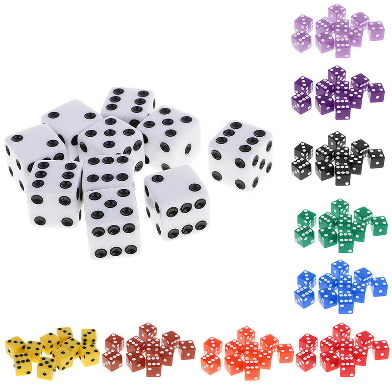 10pcs Plastic Six Sided D6 Dice Digital Dices Kit Party Board Game Dices for