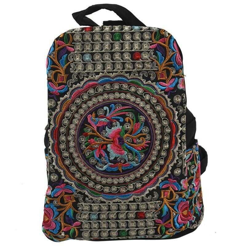 canvas embroidery Ethnic backpack women handmade flower Embroidered Bag K8R2
