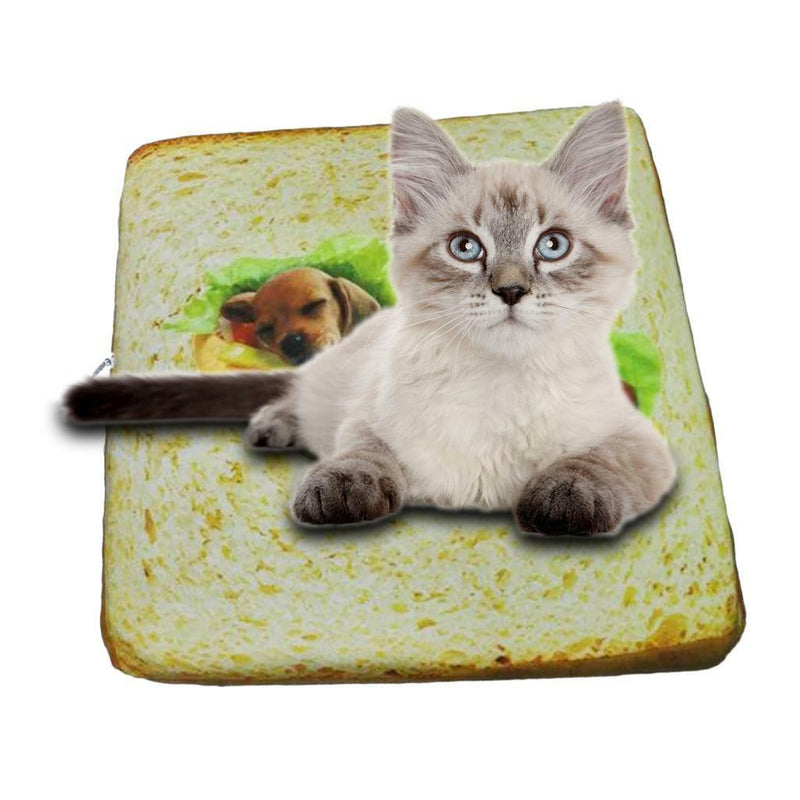 Zipped Toast Cushion Pad Cat Kitten Puppy Bread Bed Sleeping Mat Pillow