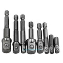 8Pcs Socket Bits Adapter Set Hex Drill Nut Driver Power Bar Shank 1/4" 3/8" 1/2"