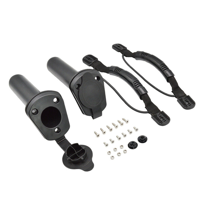 2pcs Durable Kayak Carry Handle & 2pcs Boat Fishing Rod Pole Holder with Cover