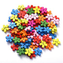 100 PCS 2 Holes Flower Wooden Decorative Buttons Multicolor Plum Wooden Blossom
