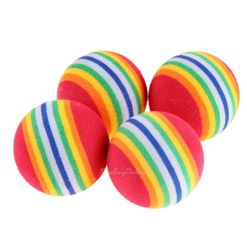 10pcs Rainbow Ball Pet Cat Kitten Soft Play Tennis Balls Activity Fun Chew Toys