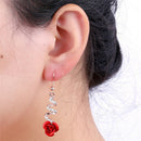 Red Rose Flower Crystal Dangle Drop Earrings Hook Party Bridal Earring Jewelr!N