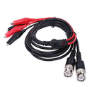 2pcs 110cm BNC Q9 to Dual Alligator Clip Oscilloscope Test Probe Leads A