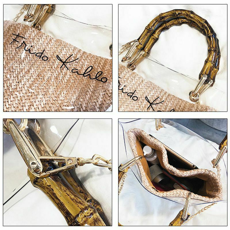 Summer Small Handbag Transparent Women Hand Bags Chain Straw Bag Lady Trave I1I6
