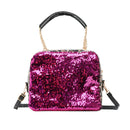 Sequins Leopard Splicing Shoulder Bag Women Crossbody Handbag (Rose Red)