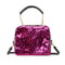 Sequins Leopard Splicing Shoulder Bag Women Crossbody Handbag (Rose Red)
