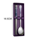 3 Set Chopsticks and Spoon Stainless Steel Set Tableware With Storage Box Gift