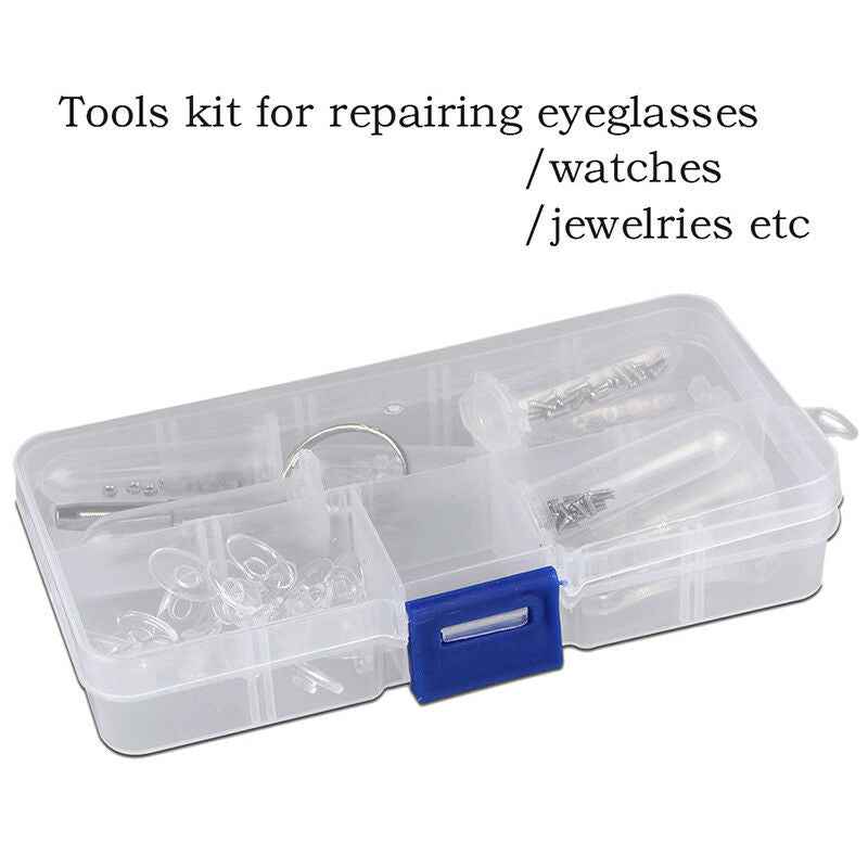 Eyeglass Glasses Screw Nut Nose Pad Washer Optical Repair Tool Assortment Kit Gw