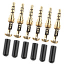 Replacement 6-Pack Male Solder Type DIY Plug 4 Pole 1/8'' 3.5mm Cable Connector
