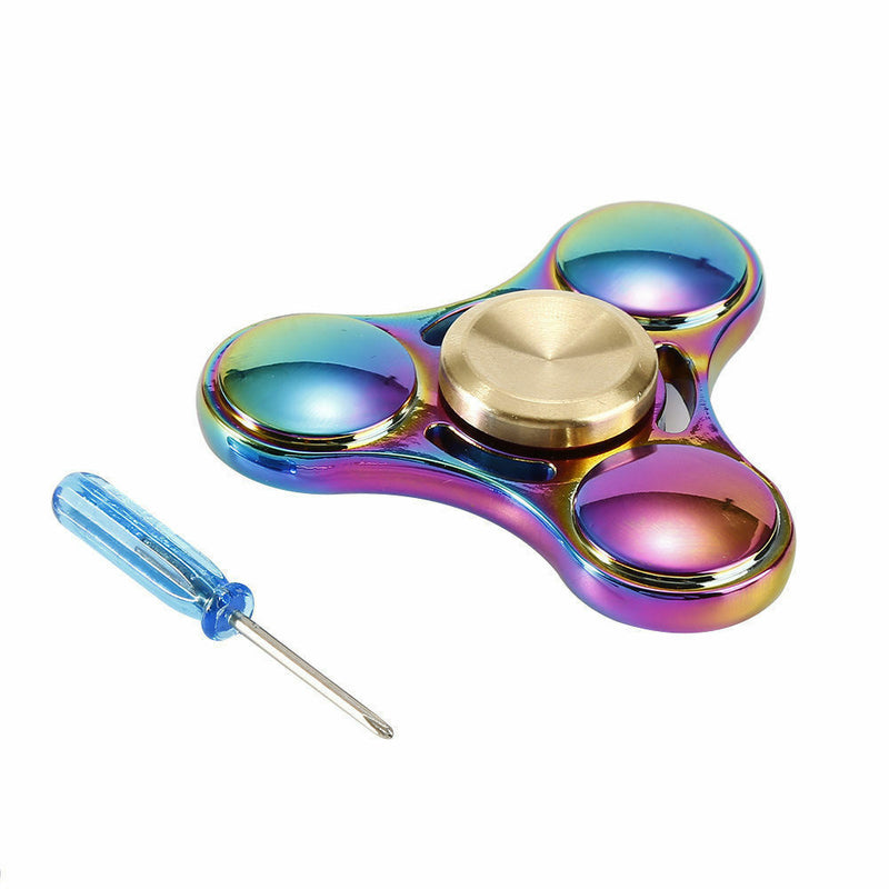 Rainbow Tri Hand Spinner Fidget Bearing EDC Gyro Fingertips Titanium Alloy