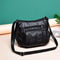 Fashion Women Crossbody Bag Black Soft Washed Leather Shoulder Bag Patchwor N3A9