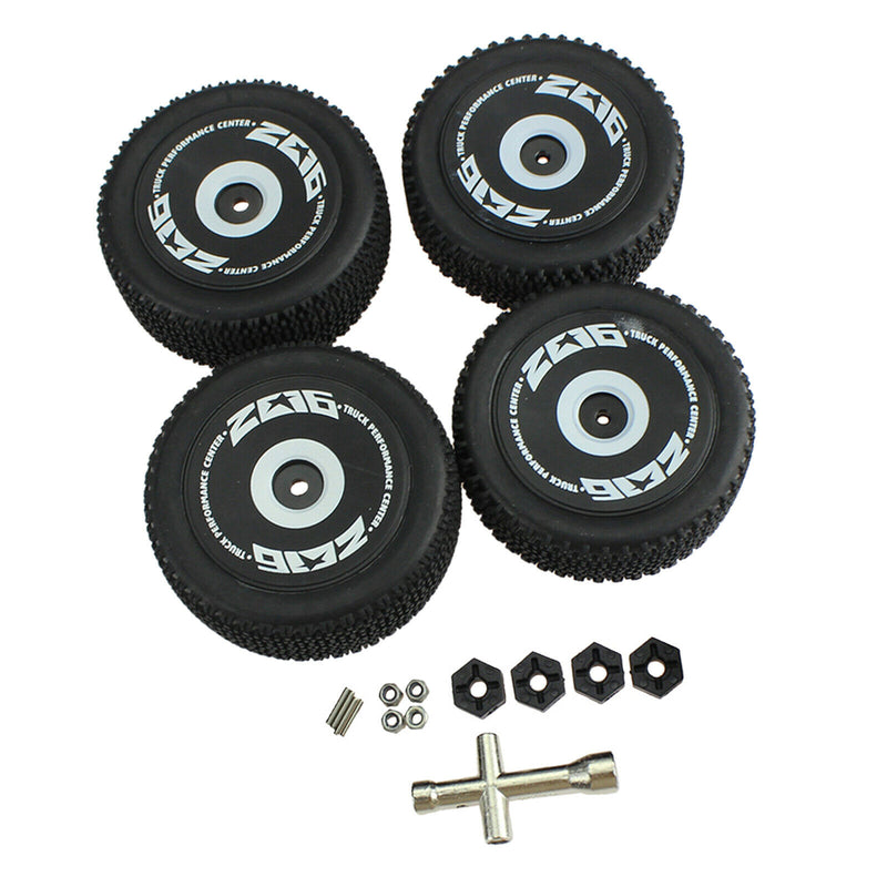 4PCS 1/12 RC Car Tyres, Rubber Front Rear Tire with Installation Bolts Hex
