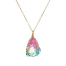 Crystal Chakra Natural Rainbow Stone Necklace Rock Chain Quartz Pendant Jewelry