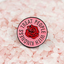 Creative Rose Flower Brooches Round Enamel Badges Jacket Decor Jewelry Gift