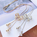 Women Necklace Alloy Bow Pendant Hanging Curb Chain Long Chain Costume Jewe