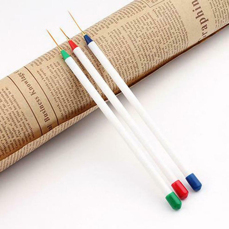 3pcs/Set White Handle Nail Manicure Pen Superfine Painting Brush Tool