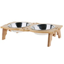 Raised Pet Feeder Solid Bamboo Stand Perfect for Cat Dog S02