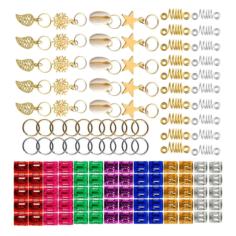 130pcs Shell Star Leaf Hair Jewelry Braid Hoops Rings Accessories Dreadlocks for