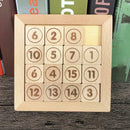 15 Sliding Tiles Math IQ Game Toys Wooden Brain Game for Adults Children