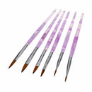 6 Different Size Acrylic Nail Art Brush(NO.2,4,6,8,10,12)Violet White